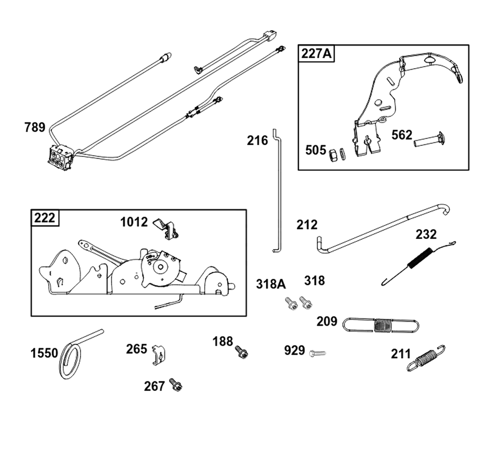 Controls Group Diagram and Parts List for 40N877-0053-B5  Briggs and Stratton Engine